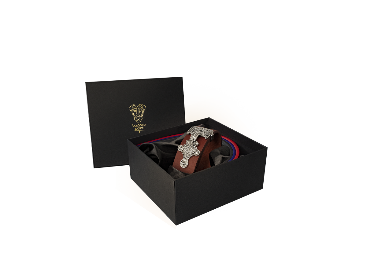 Подарочный набор браслетов из натуральной кожи Premium с Готской пряжкой из серебра 925 пробы